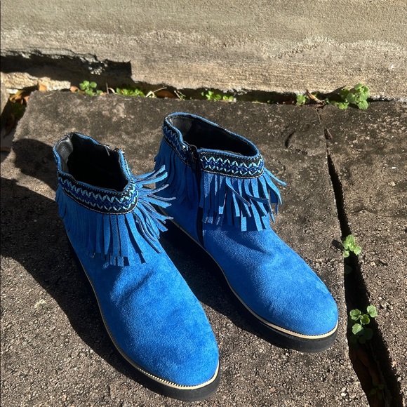 Shoes - Women's Platform Ankle Booties Casual Fringe Round Toe Chunky Heel Tassel Ethnic